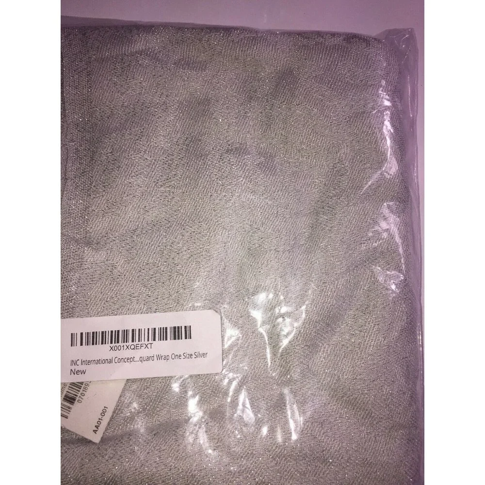 Inc International Concepts Brocade Jacquard Wrap in Silver